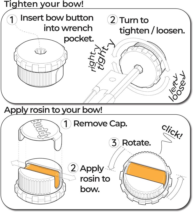 Bow Buddy Store Violin Rosin & Bow Tool – Drop-Resistant, Refillable Rosin with Rotating Cover Guide & Integrated Bow Wrench for Violin, Viola & Cello (Sky Blue) - Image 2